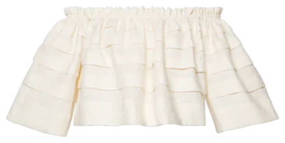 Tradition Off-Shoulder Blouse – Natural White Ruffle Blouse by