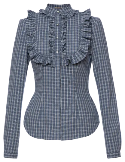 High Noon Bluse blue plaid - Blusen & Hemden