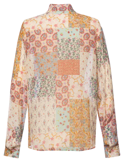 Patchwork Bluse one color - Blusen & Hemden