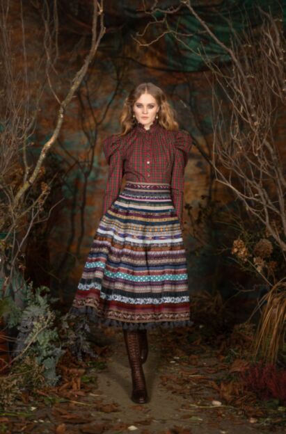 Vanessa Bluse festive tartan - Tradition