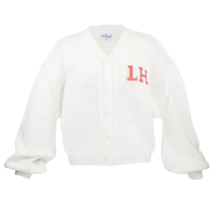 College-style cardigan with lobster jacquard by Lena Hoschek