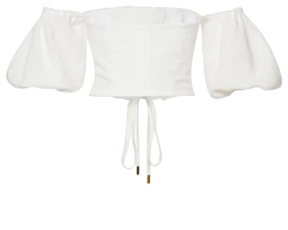 Maddalena” Corset Top – Off-Shoulder with Voluminous Puff Sleeves
