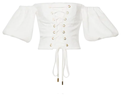 Maddalena” Corset Top – Off-Shoulder with Voluminous Puff Sleeves