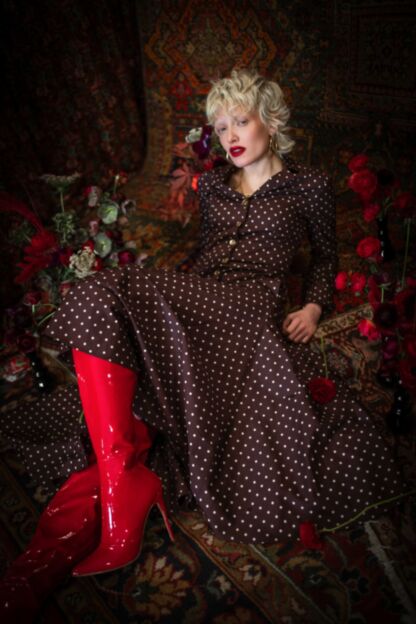 Brigitte Dress polka dot brown - Dresses