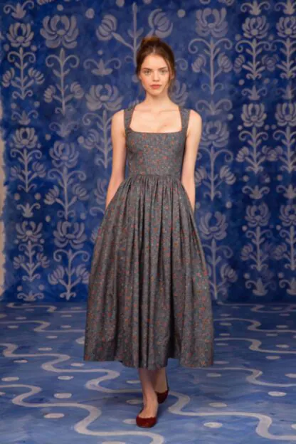 Tradition Elouise Dress  Blue Floral Traditional Dress by Lena Hoschek