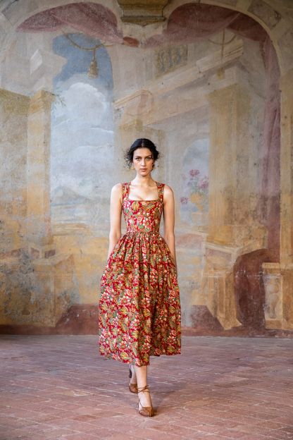 Elouise Dress wildflowers red - Tradition