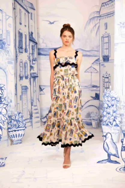 Riviera “Flaneur” Dress – Summer Dress with Volant Neckline by