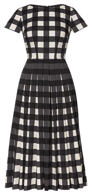 Graphic Check Midi Dress  Black & White Pleated Dress by Lena Hoschek