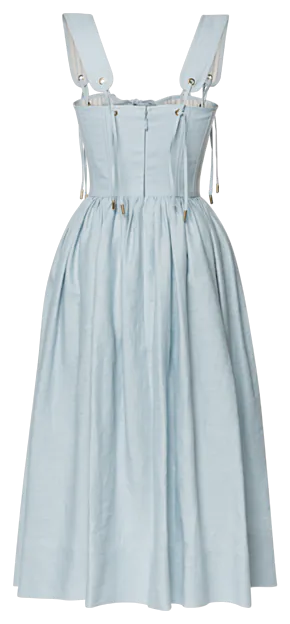 Corset Midi Dress  Cloud Blue Lace-Up Dress by Lena Hoschek