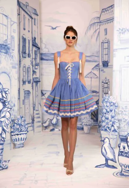 Summer Linen Dress - Corset Bodice and Flared Skirt by Lena Hoschek