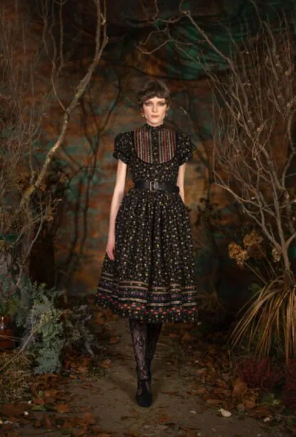 Gretl Floral Cotton Midi Dress with Ribbon Details | Lena Hoschek