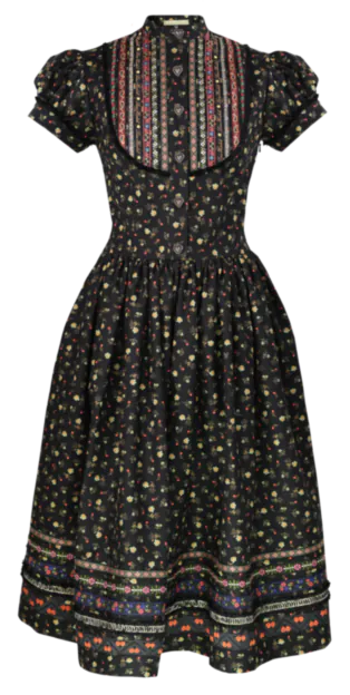 Gretl Floral Cotton Midi Dress with Ribbon Details | Lena Hoschek