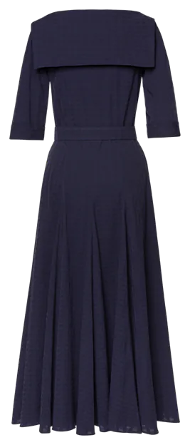 Navy-Blue Midi Dress - Crepe-Fabric and Gold Buttons by Lena Hoschek