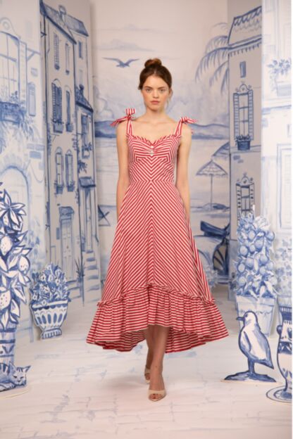 Portofino Kleid rosso a strisce - Kleider