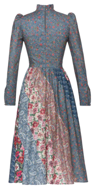 Patchwork Midi Dress – Stand-Up Collar A-Line Dress by Lena Hoschek