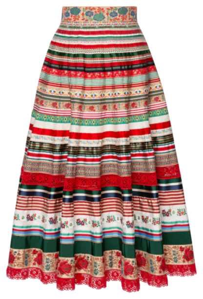 Opulence Ribbon Skirt – Handcrafted Multicolour Stripe Design by