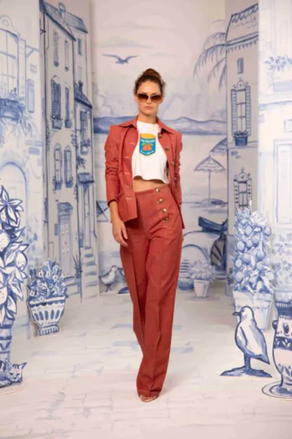High-Waist Palazzo Pants - Flowing Denim Trousers by Lena Hoschek