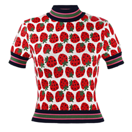 Summer Knit Top - Top with Playful Strawberry Pattern by Lena Hoschek
