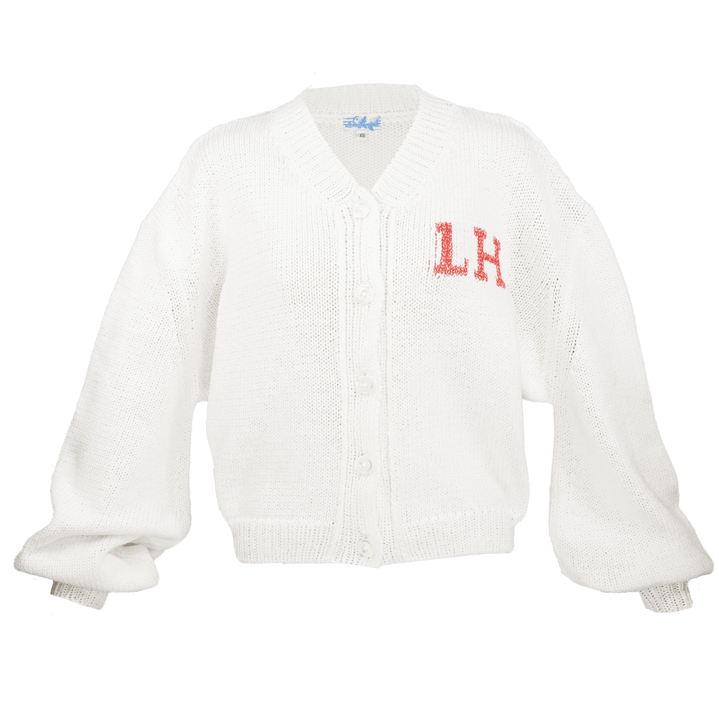 College-style cardigan with lobster jacquard by Lena Hoschek