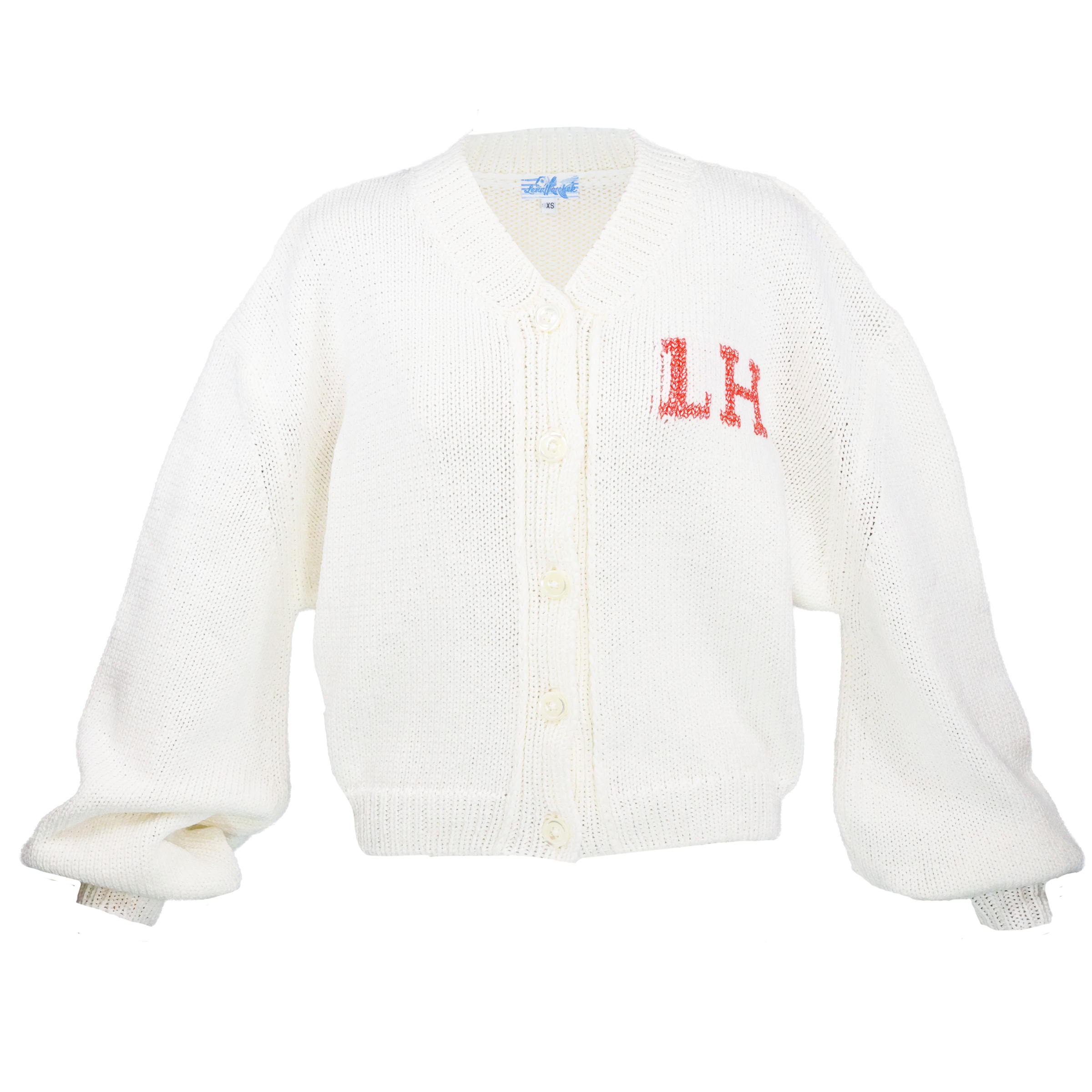 College-style cardigan with lobster jacquard by Lena Hoschek