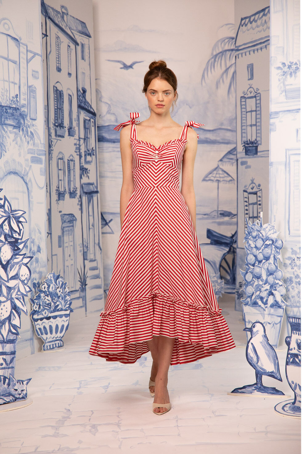 Portofino Dress rosso a strisce - Dresses by Lena Hoschek