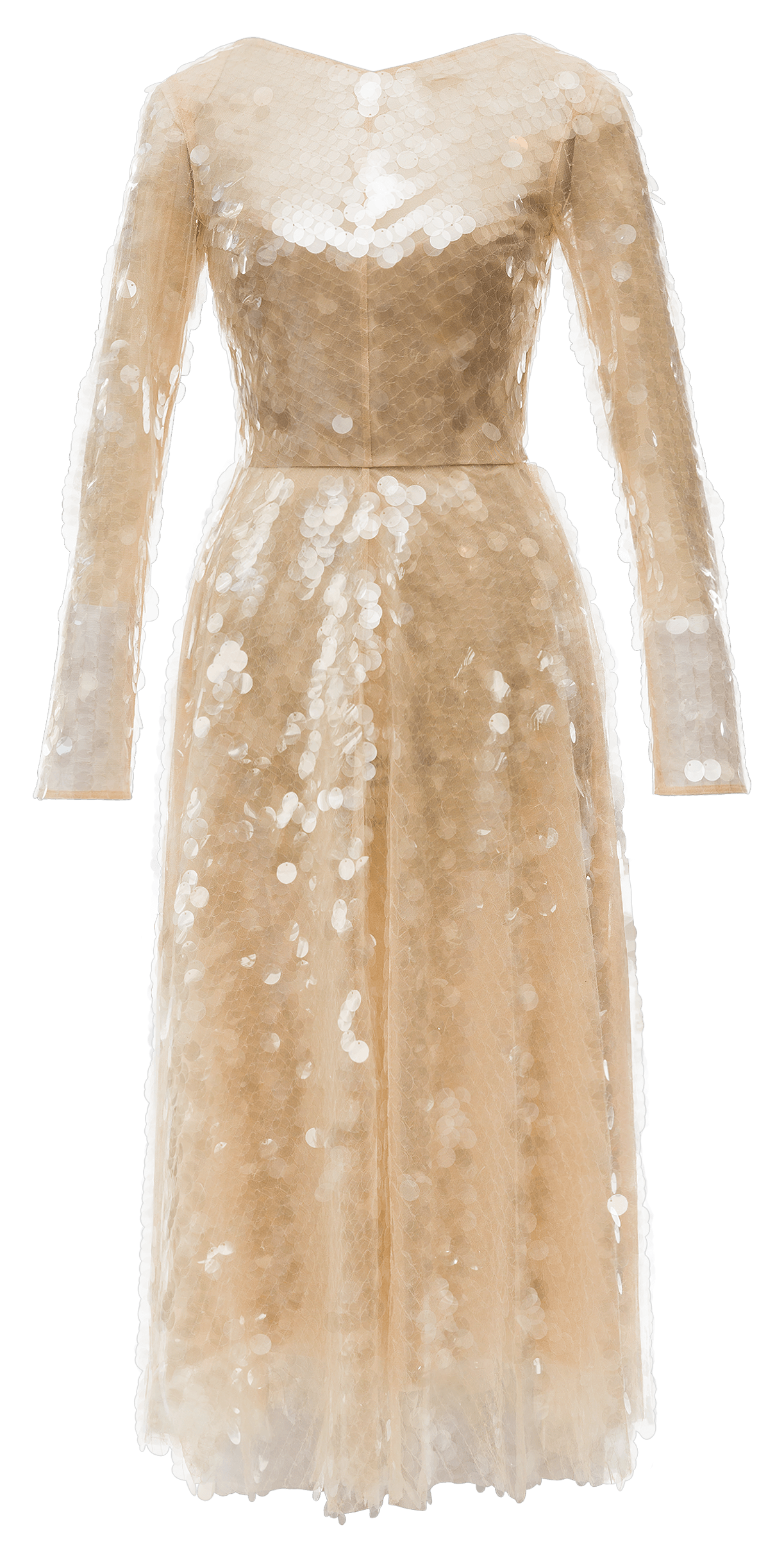 Riviera Scala Dress  Gold Sequin Midi Dress by Lena Hoschek