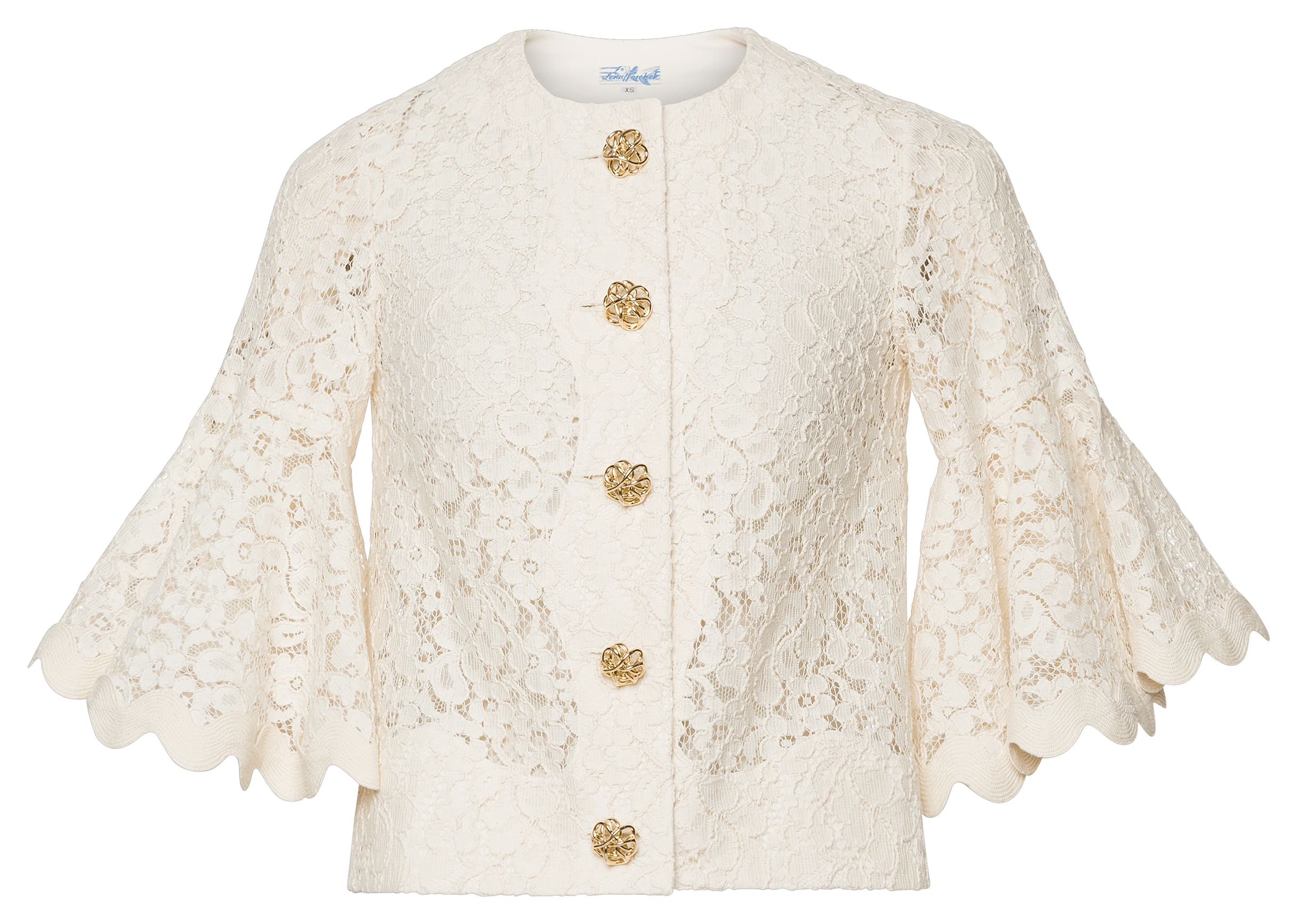 Cream Floral Lace Jacket – Short Jacket with Gold Buttons by Lena