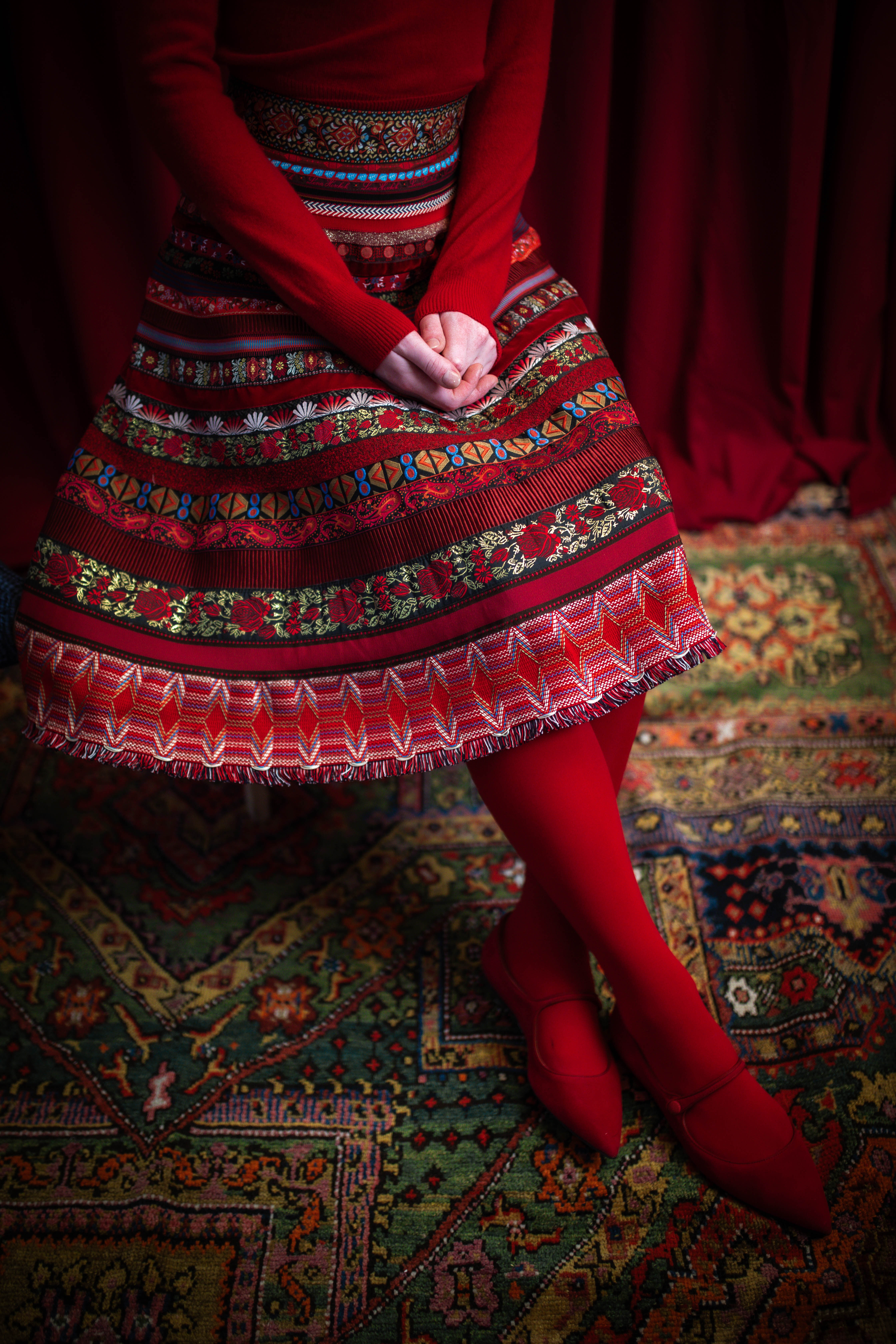 ANDREA&Co. Jacquard Ribbon Skirt セット Original Ribbon Skirt on fire - Ribbon Skirts by Lena Hoschek